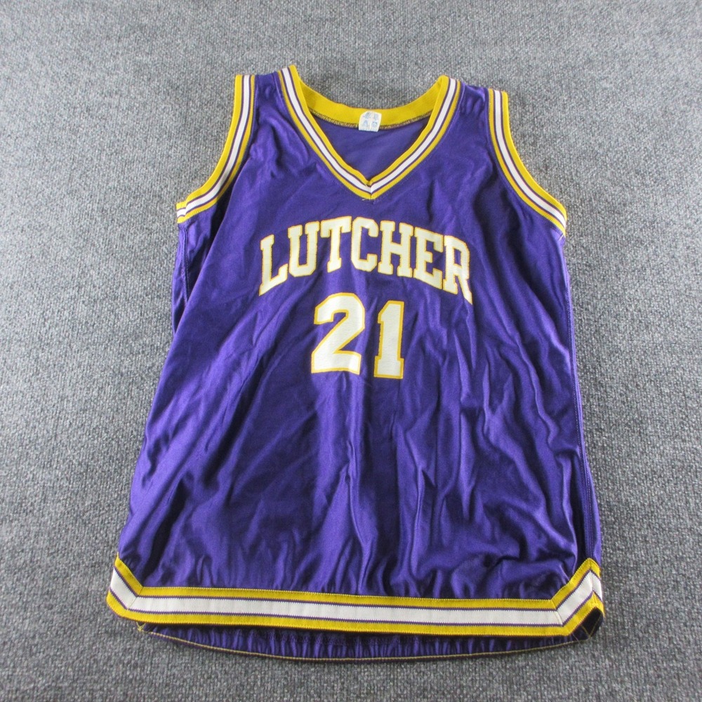 Vintage Lutcher Jersey Womens 14 Purple Basketball Champion Made USA 21